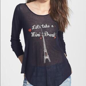 Wildfox Let's Take a Mini Break Eiffel Tower Tee Oxford Navy XS